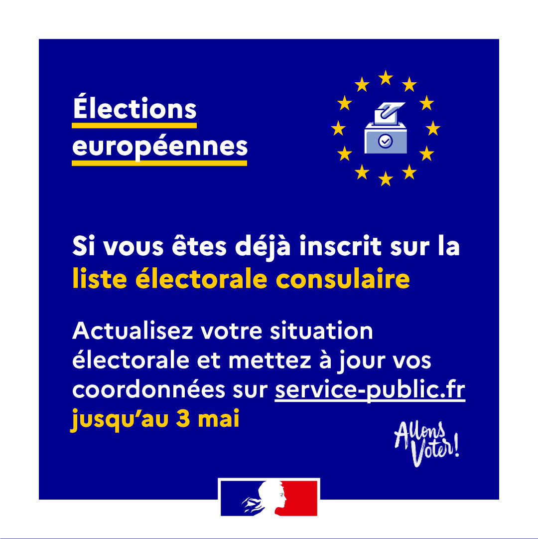 #Européennes2024 #electionseuropeennes2024 #UtilisezVotreVoix: Dernier rappel : la date limite pour mettre à jour votre situation électorale est presque là. Ne passez pas à côté de votre droit de vote. #DernièreChance #Vote2024 #DernièreChance #Vote2024 #UtilisezVotreVoix