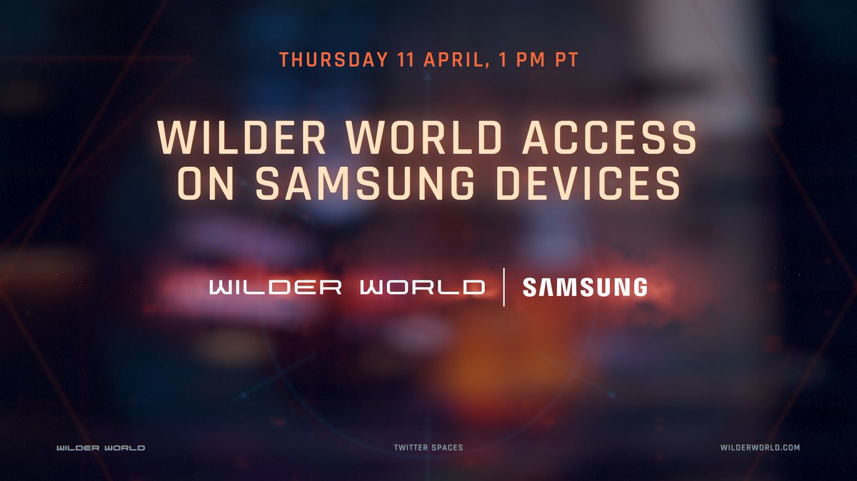 📡 ATTENTION WILDERS 📡 Join us for a special Twitter Spaces with @zen_wilder, @real_n3o and @uniquecol_xyz where we'll dive deep into our partnership with Samsung. 📅 Thursday, April 11th at 1pm PT. Listen here: twitter.com/i/spaces/1lDxL…