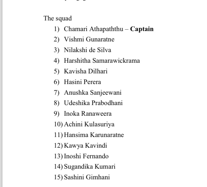 Sri Lanka Cricket have announced the Squad for the Women’s T20 World Cup Qualifier later this month. Huge call to add 15-year-old left-arm wrist spinner Shashini Gimhani to the final 15. She recently featured in the U19 tri-series against England & Australia. #WT20WCQualifier