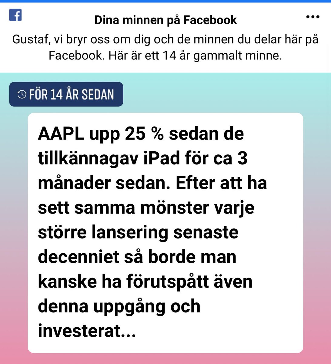 De efterföljande fjorton åren steg $AAPL mer än 2000% med ett CAGR på nästan 25%… ”time in the market beats timing the market”
