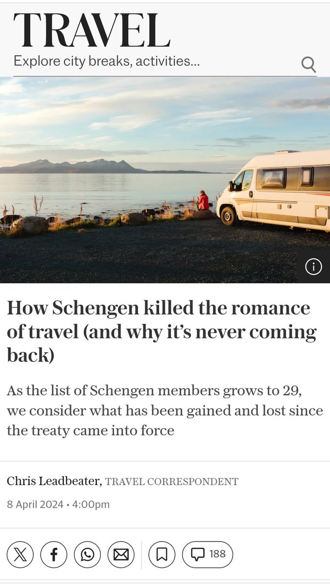 Another attack on Schengen from the UK. Quite an unusual one this time, in the DT: Schengen is 'unromantic'.

Let's be honest here. The problem for these people is our unity.

Short 🧵