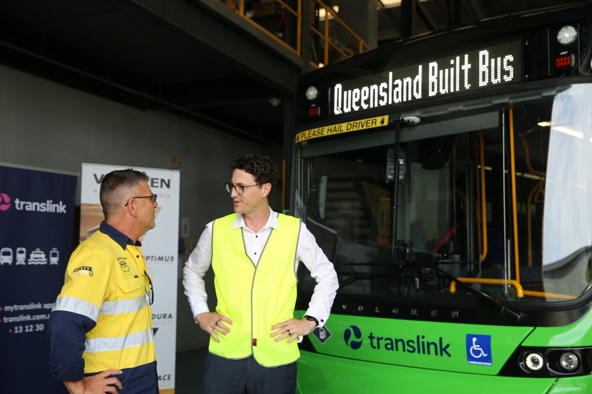 This bus was built in Queensland by local workers. It's the first of 200 rail replacement buses rolling off the production line as part of the Queensland Government’s investment of more than $130m to support our manufacturing industry and good local jobs.