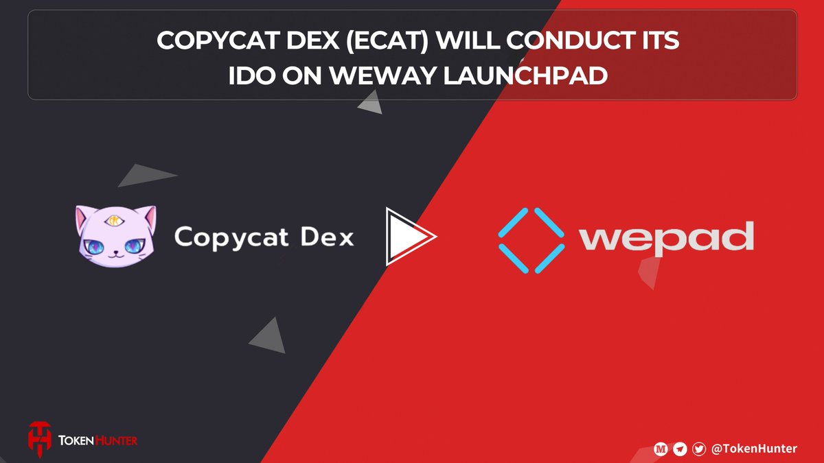 🚀@CopycatFinance will conduct its IDO on @WeWay_io 📅 IDO Date: April 16th, 8:00 UTC 💎Registration is now open:wepad.io/project/copycat 🌟IDO Details: 🍀Chain: BSC 💰Price per Token: 0.80 USDT 🎯TGE unlock: 12-month, daily linear vesting