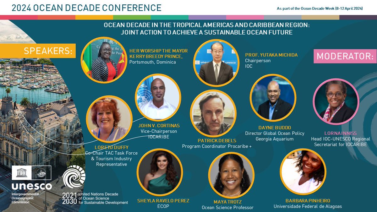 Participating at the @UNOceanDecade Conference in Barcelona? Join the 'Ocean Decade in the Tropical Americas and the #Caribbean Region: Joint Action to achieve a Sustainable Ocean Future' at 13.15-14.45. iocaribe.ioc-unesco.org/en/event/1729