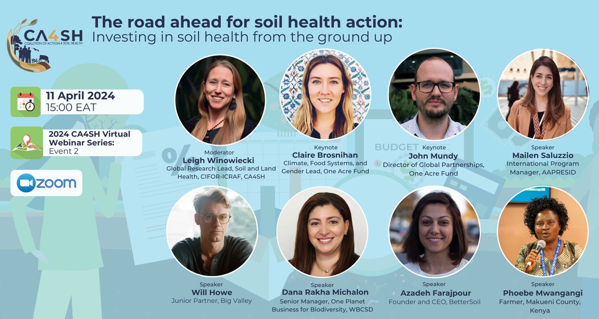 📢 Happening TODAY from 3:00 PM EAT Join the @ca4sh_global webinar on 'The road ahead for #soil health action: Investing in soil health from the ground up.' The session is open & free to attend. Register here:➡️ bit.ly/3TWEUU2 #SoilHealth #Trees4Resilience #SaveSoil