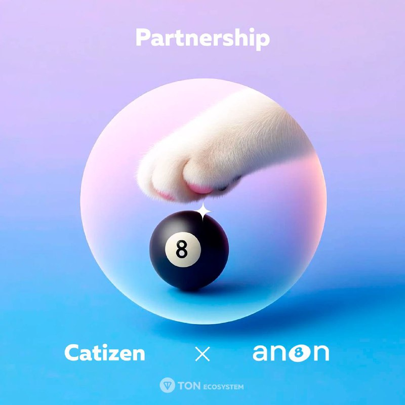 📣 Catizen Partnership Announcement
<a href="/anonclub8/">Anon</a> x <a href="/CatizenAI/">Catizen</a> 

🔥 We are happy to start building the connection with 8 ANON community on TON, let's join the ANON world together!

👉 Follow ANON now: x.com/anonclub8

Through this partnership, we will actively support each