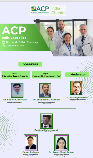 Don't miss out - register now and tune in at mc.clirnet.com/mastercast/con…. See you there! #ACPcasefiles #Today #Anemia #Eosinophilicesophagitis #IndiaChapter Register at mc.clirnet.com/mastercast/con…