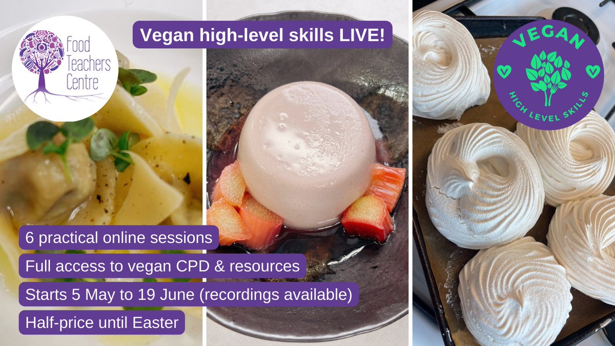 We’ve 3 ways to access our vegan high-level skill courses ... 🍅Online: food-teachers-centre.cademy.co.uk/vegan-high-lev… 🥦In person: eventbrite.co.uk/cc/vegan-high-… 🥕Weekly, online: eventbrite.co.uk/e/825264276667 Advice, recipes & resources, developed with Leith’s. #cpd #vegan #teachfood #teachertraining