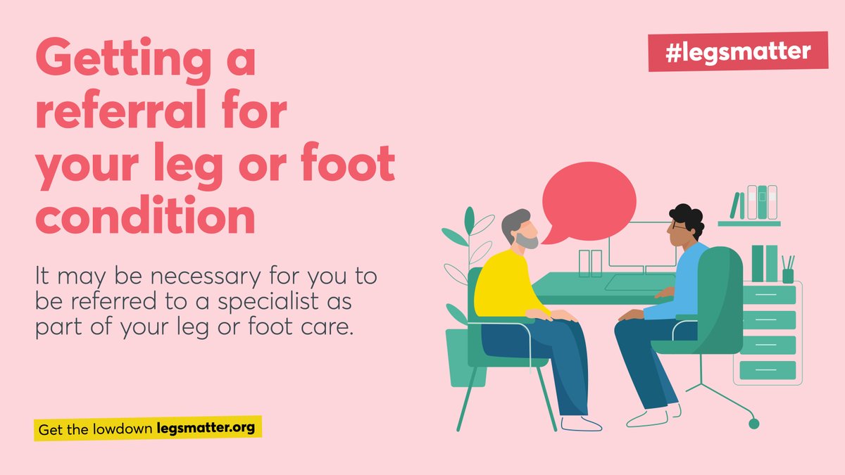 Do you have a leg or foot condition? You might need to be referred to a specialist as part of your leg or foot care. Find out more about the different types of specialists you may need to see and how to access them. legsmatter.org/information-an… #legsmatter