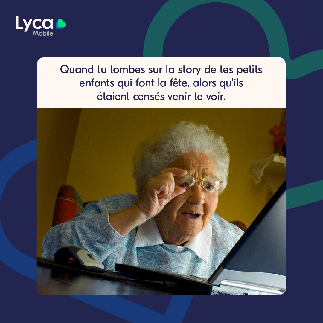 Eh oui, même les grands-mères peuvent être connectées partout.

#lycamobilefrance #lycamobile #forfaitmobile #grandmereconnectée