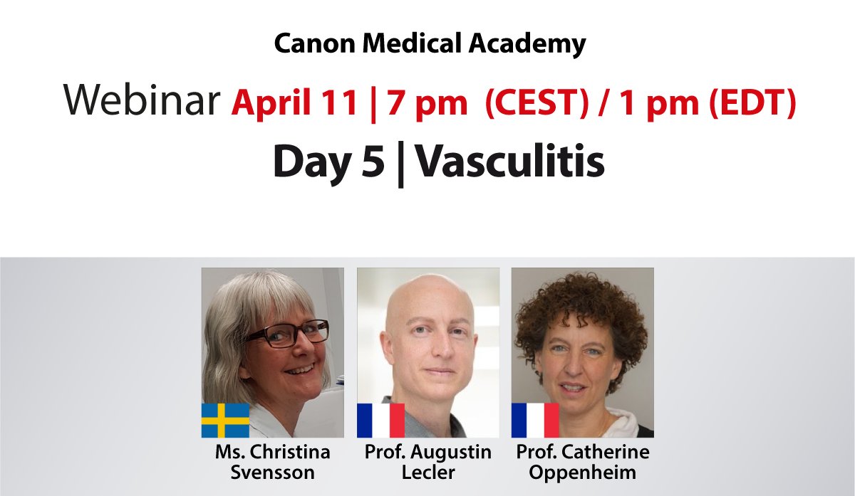 This final day of Vascular Days will teach you how to use case-based learning to identify the clinical signs and differential diagnosis of vasculitis. Register now here bit.ly/4ckIy2s #Webinar #Vascular #Imaging #Cardiology #Neurology #MadePossible #MadeForLife