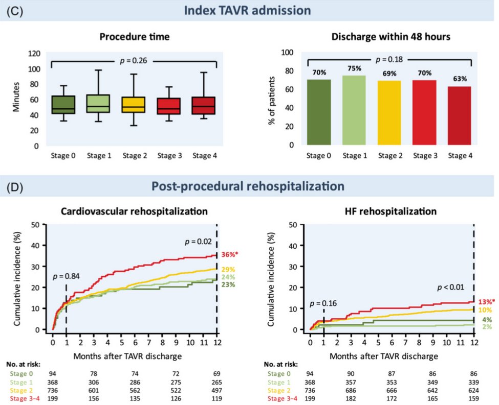 Baseline cardiac damage in patients undergoing TAVR has an impact on the pre- and post-procedural cardiovascular hospitalization burden. However, the cardiac damage status does not affect the TAVR procedure time or index TAVR admission length of stay onlinelibrary.wiley.com/doi/full/10.10……