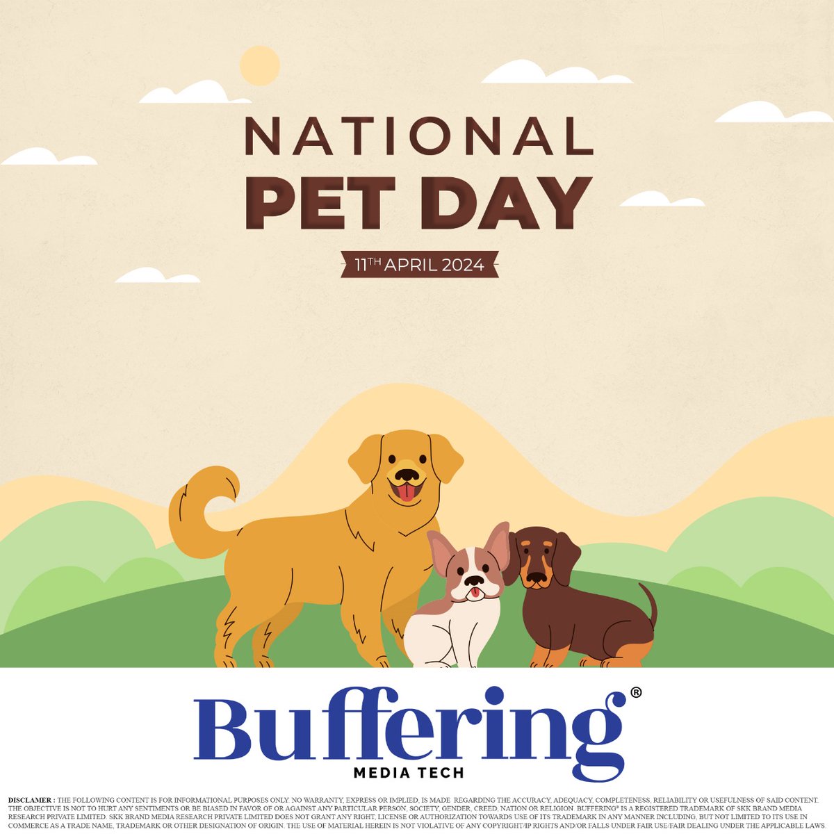 #NationalPetDay honors the special bond between humans and their beloved pets. It's a day to show appreciation for our furry friends and raise awareness about pet adoption and welfare.  #Buffering_MediaTech #PetDay #PetLovers #NationalPetDay2024