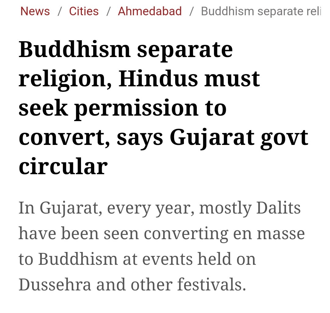 The Gujarat government has clarified the conversion requirements following a surge in mass conversions of Dalits during Dussehra and other festivals.

This circular arrives a week before Babasaheb's Jayanti (Ambedkar Jayanti), anticipating mass conversions on that day.