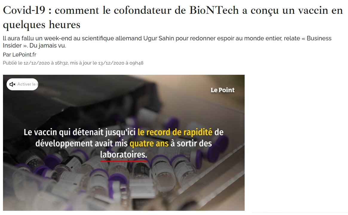 Rappel ! Article de décembre 2020 Le vaccin Moderna a été conçu en 2 jours ! C'est pour cela qu'il est si sûr et si efficace LOL lepoint.fr/sante/covid-19…