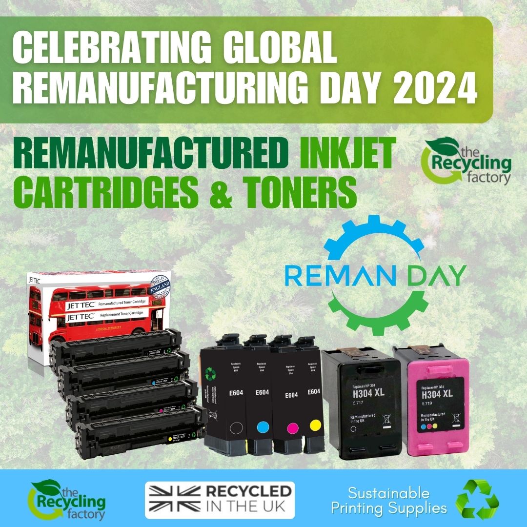 It's Global Remanufacturing Day 2024! ♻️

Sustainability is at the heart of what we do! 🌍 How better to celebrate #GlobalRemanDay2024 than to head over to therecyclingfactory.com and buy all your remanufactured inkjet cartridges and toners!

#globalremanday2024 #recycling #TRF