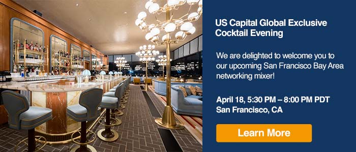 Join us at our US Capital Global Exclusive Cocktail Evening

We are delighted to welcome you to our upcoming San Francisco Bay Area networking mixer!

April 18, 5:30 PM – 8:00 PM PDT

Bar Sprezzatura
San Francisco, CA

RSVP: eventbrite.com/e/us-capital-g…

#event #cocktails #networking…