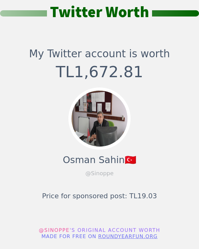 Twitter değerim: TL1,672.81

➡️ infinitytweet.me/acount-worth?l…