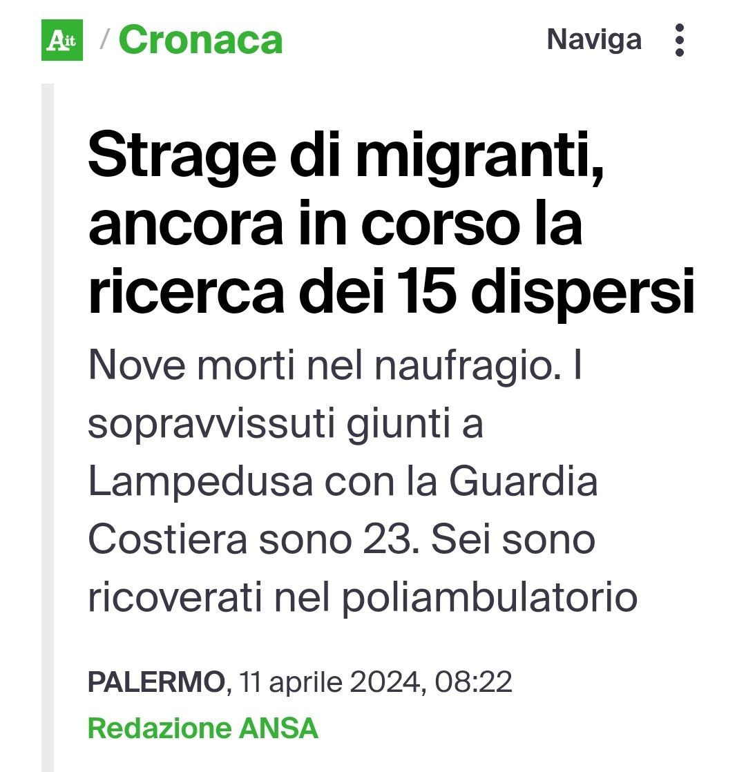 ⚫️Si aggrava il tragico bilancio del #naufragio di ieri, 30 miglia a sud di #Lampedusa: 9 persone sono morte, 15 disperse. Gli accordi tra #Italia, #UE e #Tunisia, celebrati ieri dal voto sul #MigrationPact, aumentano morti, respingimenti e violenze lungo la rotta tunisina.