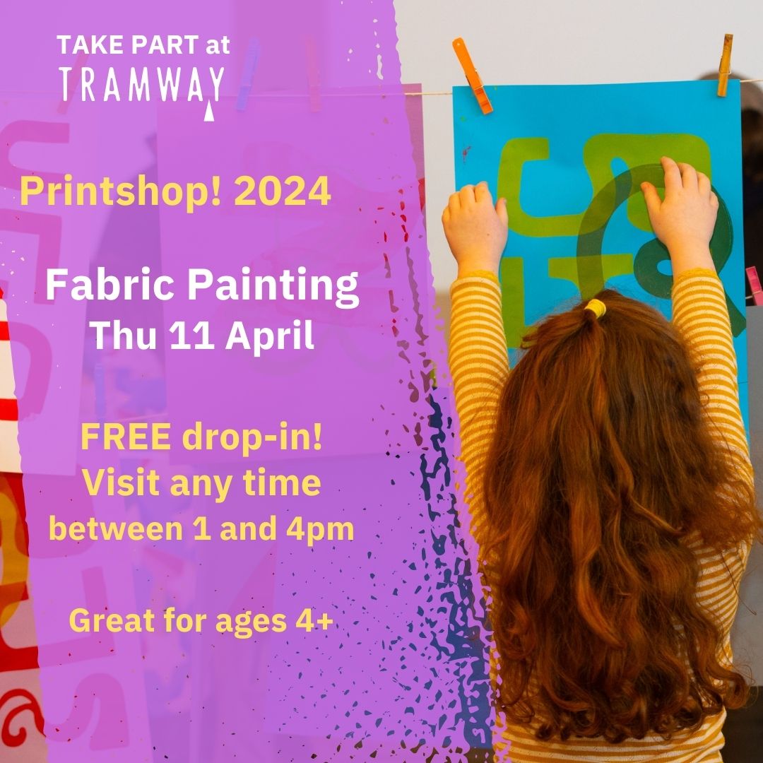 This afternoon, artist Alice Dansey-Wright makes a return visit to Tramway's Printshop! to lead a free drop-in session exploring Fabric Painting. Come along any time to take part. tramway.org/event/cc8a2ca2… @adanseywright