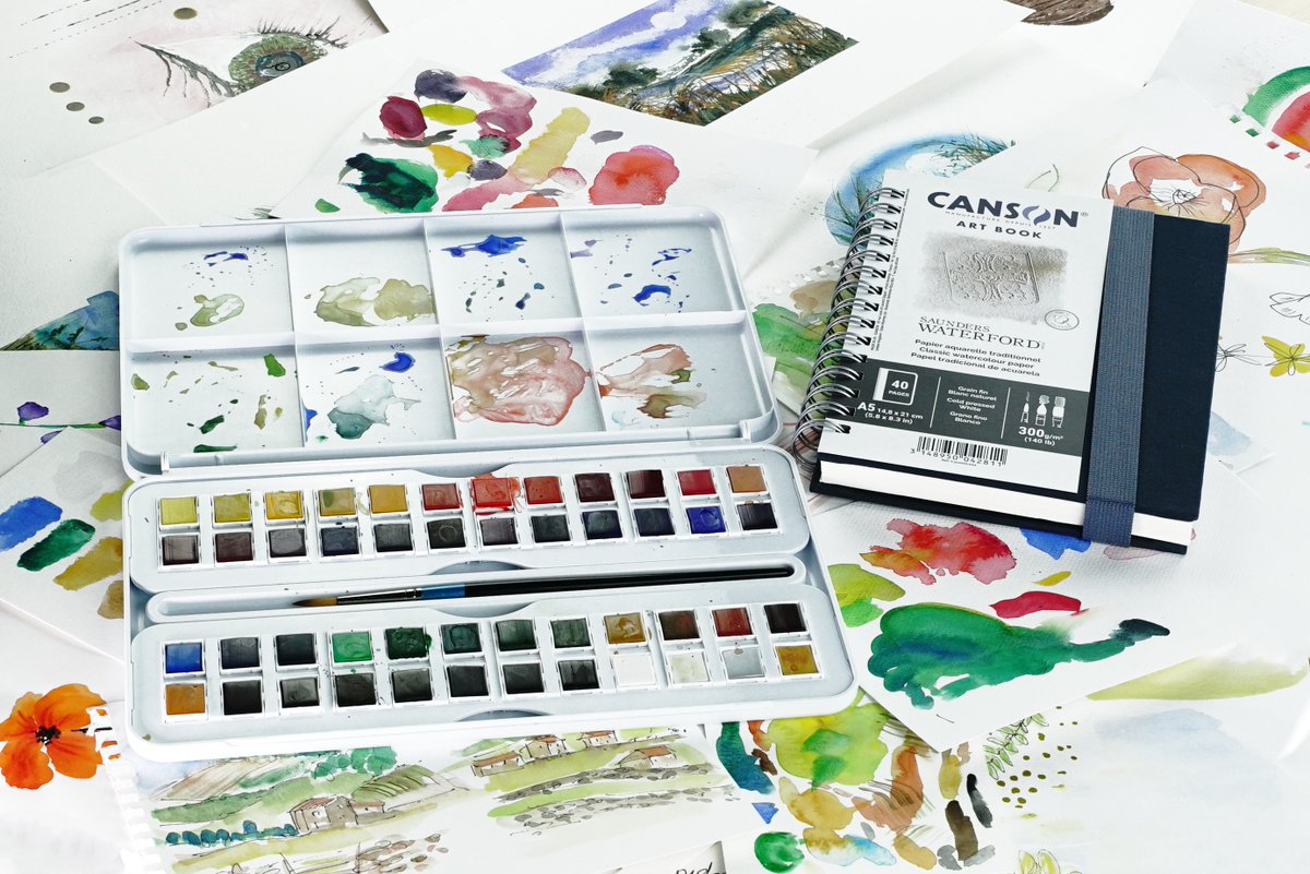 Take your art on the move with our Aquafine 48 Half Pan Studio Set and the Canson Saunders Waterford Artbook #AquafineWatercolour #DalerRowney #InspiringCreativity #Paintloud #ArtSupplies #Canson #CansonPaper #CansonArt #FineArt #SaundersWaterford