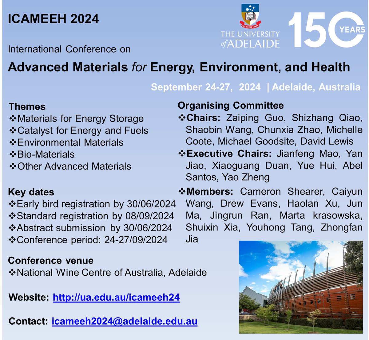 We are delighted to announce that Professor Dongliang Chao, joint winner of the 2023 EES Lectureship Award, will present his Lectureship talk at ICAMEEH 2024. Register now 🔗 set.adelaide.edu.au/chemical-engin… Find out more about the EES Lectureship ➡️ rsc.li/ees-lectureship