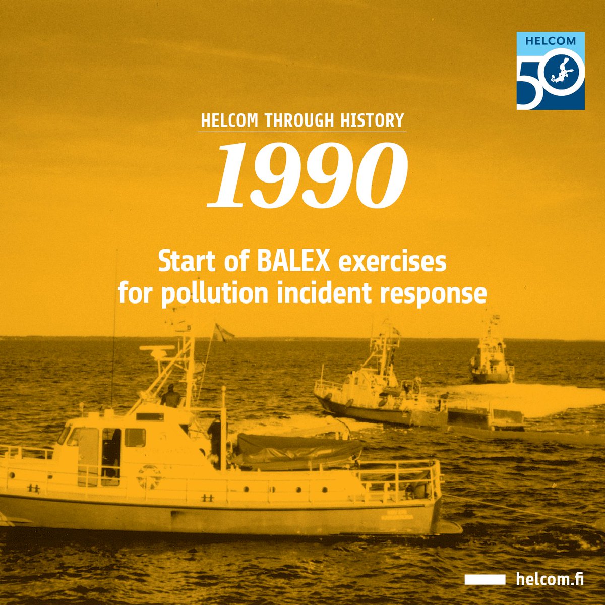 🕰️It’s HELCOM Through History time! 🕰️   

BALEX exercises test the response capabilities of Contracting Parties in case of a major pollution incident and an international response operation. The first BALEX exercise took place in 1990 in Poland. 🚨 

#HELCOMThroughHistory