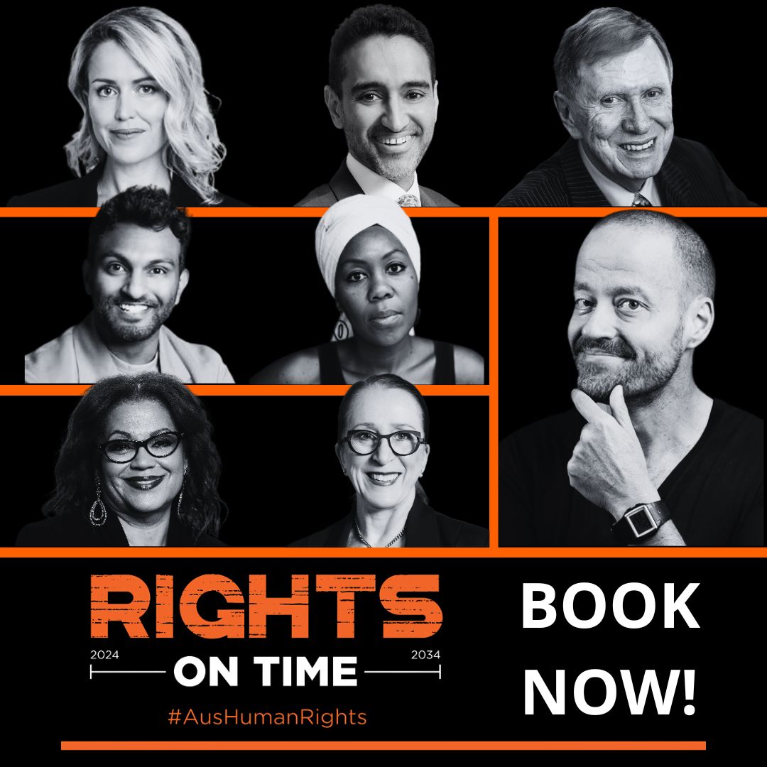 Travel through time with Adam Spencer and 7 panellists, including Waleed Aly, Michael Kirby AC and Jennifer Robinson, as they debate future human rights dilemmas at the Rights On Time panel show 6 June. Tickets at freeandequal.com.au Part of @Vivid Sydney #AusHumanRights