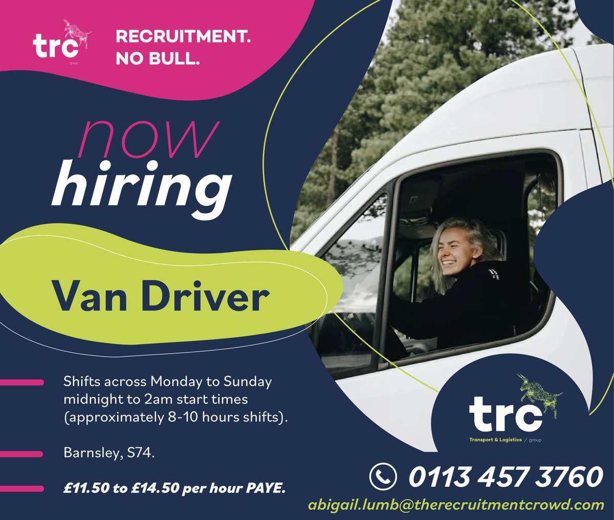 Our client is looking to recruit multiple Van Drivers based in Barnsley. Interested? Get in touch with Abigail Lumb or apply via our website 👉 therecruitmentcrowd.com/jobs/van-drive… #drivingroles #therecruitmentcrowd #nobull