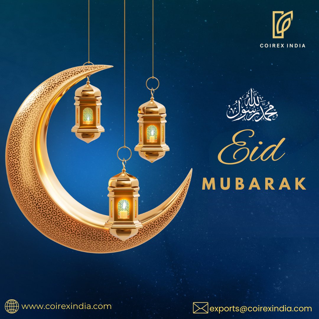 Coirex India wishing you all Happy Eid Mubarak!..

#Ramadan #eid #eid2024 #Coirex #Coirexindia #ramadankareem #Ramadankareem2024 #eidmubarak #coir #coirpith #Coirexporters #Coirsubstrates #Coirproducts #makeinindia #coirpith #coirpithexporters #coirindustry #CocoBlock #cocopeat