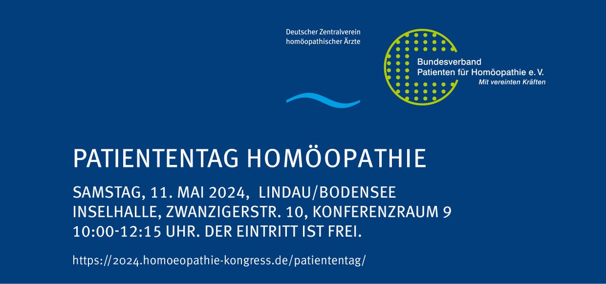 Informationen für Patientinnen & Patienten (11.5., #Lindau/#Bodensee) über Homöopathie im Rahmen des Ärzte Kongresses #Homöopathie des @DZVhAe. Eins von drei Themen: ➡️Die wichtigsten homöopathischen Arzneimittel für die Notfall- & Reiseapotheke. #Globuli 2024.homoeopathie-kongress.de/patiententag/