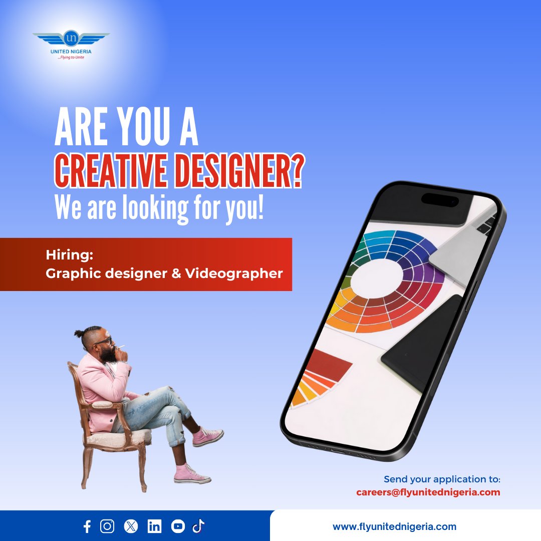 United Nigeria Airlines is on the lookout for a suitable candidate to join its marketing team as a Graphic designer & Videographer. The candidate upon resumption will handle all graphic & video content for the company's marketing purposes. Interested and qualified candidates…