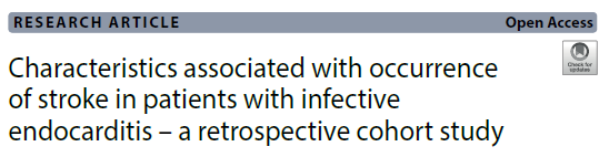 Interested in #endocarditis ? Find out associated factors with the feared complication of #stroke just published 👉 stroke indicates severity of the disease 👉 dental status crucial link.springer.com/content/pdf/10… #csb @rennenri @IdaRangus @Jan_FriSch @Dr_No_Charite