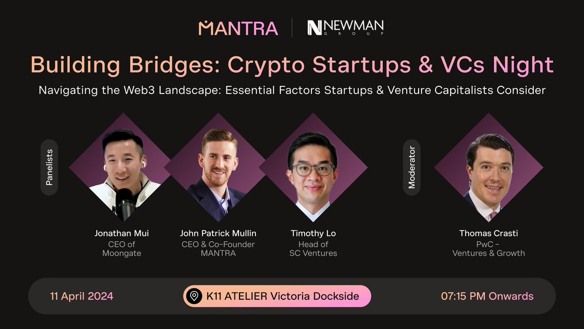 MANTRA is at the forefront of the next wave of Adoption in Web3! 👨‍💻 Gain insights into the Web3 landscape & the critical factors for startups & VCs from the panel with #MANTRA CEO & Co-Founder @jp_mullin888, @mui_eth from @Moongate, Timothy Lo from @scventuresDNA, and Thomas…