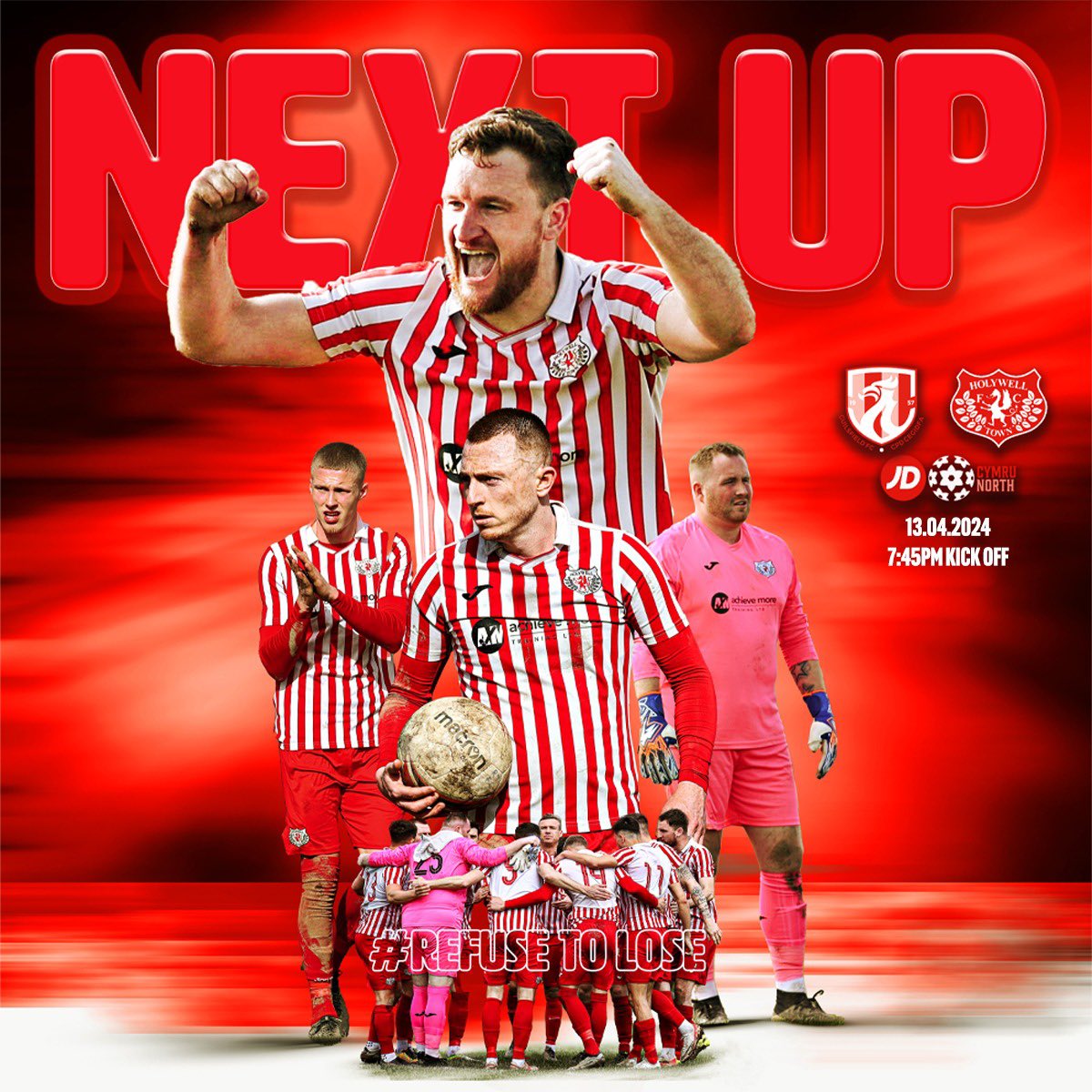 Next up: The Wellmen face @GUILS1957 on Saturday evening after Tuesdays postponement. Please note this match will be played at Newtown FC and kick off will be 7.45pm Let’s turn out in force to cheer the Wellmen on to 3 more points See you there ……. #Wellmen 🔴⚪️🔴