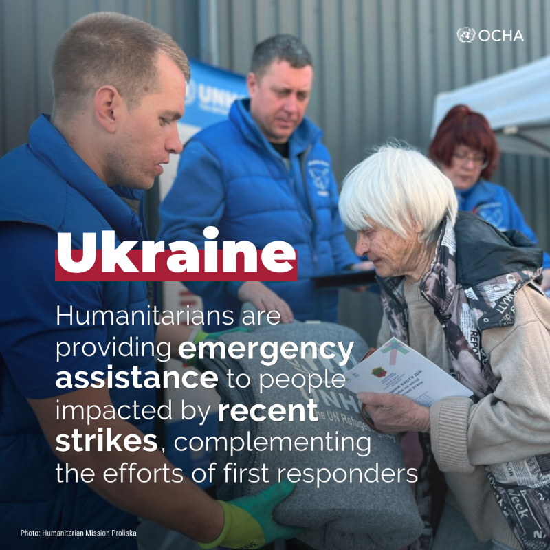 Following waves of massive attacks in Kharkiv, Zaporizhzhia and other areas in #Ukraine's east and south, aid organizations mobilized immediate response: 🔹psychological help 🔹emergency repairs 🔹food, warm clothes and hygiene items 🔹legal aid More - reports.unocha.org/en/country/ukr…