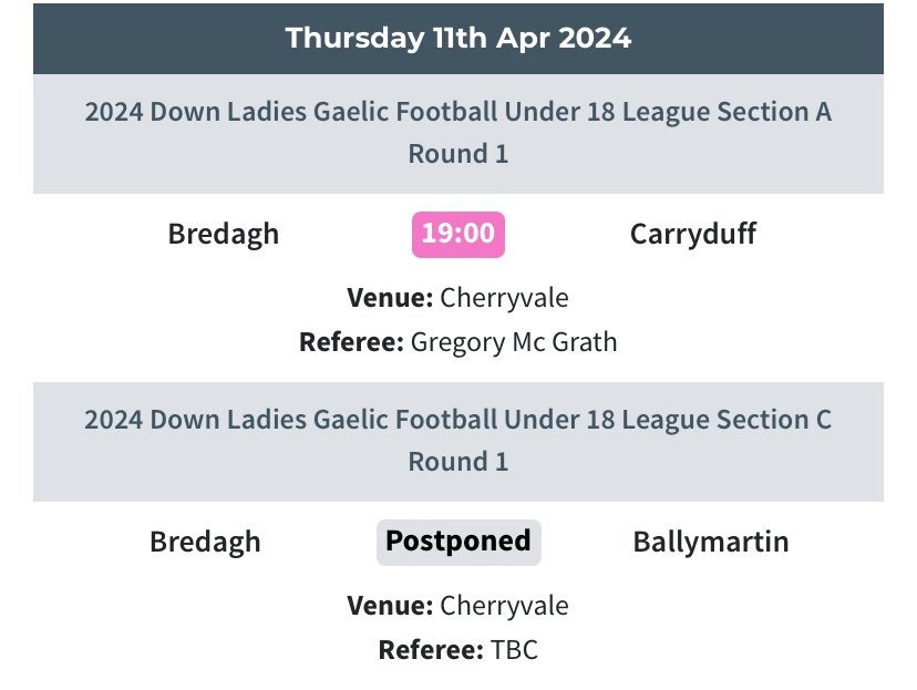 Fixtures 11th April! Last nights results - bredaghgaa.com/fixtures-resul…