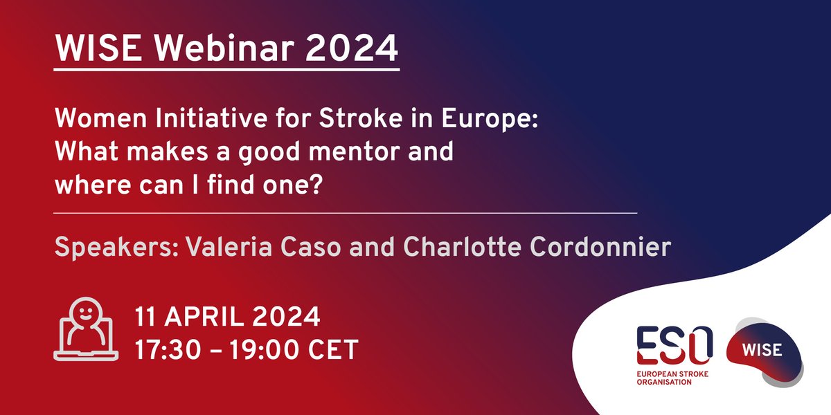 ⏰TODAY: ESO #WISE webinar “What makes a good mentor and where can I find one?” on 11.April. Register: ow.ly/xzc450QVKMa #stroke #strokeducation #stroketwitter @joanna_wardlaw @ECSandset @LouisaMChriste1 @caso_valeria @PrCCordonnier