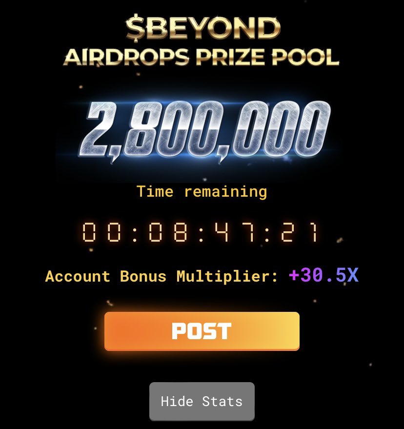 Last 8 hours for $BEYOND farming 🚜

#heywallet send 100000 $gm to the first 188 retweets &amp; follow

Also 🚜 👇 
 
🐇 $SOMO  
🕹️ $PARAM 
🫧 $BUBBLE 
🗺️ $TRIP 
🌍 $MOJO @WeArePlanetMojo 
🍪 $COOKIE <a href="/cookie3/"></a> 
🍚 $RICY
💬 #dmtp 
🍋‍🟩 <a href="/limewire/">LimeWire</a>
🟣 <a href="/onunblocked/">Unblocked 🟣 $LOL</a> 
🔵 @SenderLabs