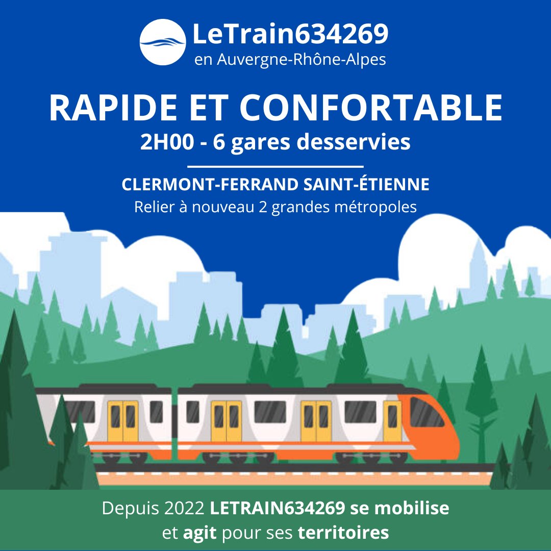 🚆🌿 Rétablir la liaison Clermont-Ferrand <> Saint-Étienne est crucial pour désenclaver nos territoires et répondre à la conscience environnementale croissante. En 2h, 6 gares sont desservies, offrant confort et sécurité. #TransitionÉcologique #MobilitéDouce 🌟