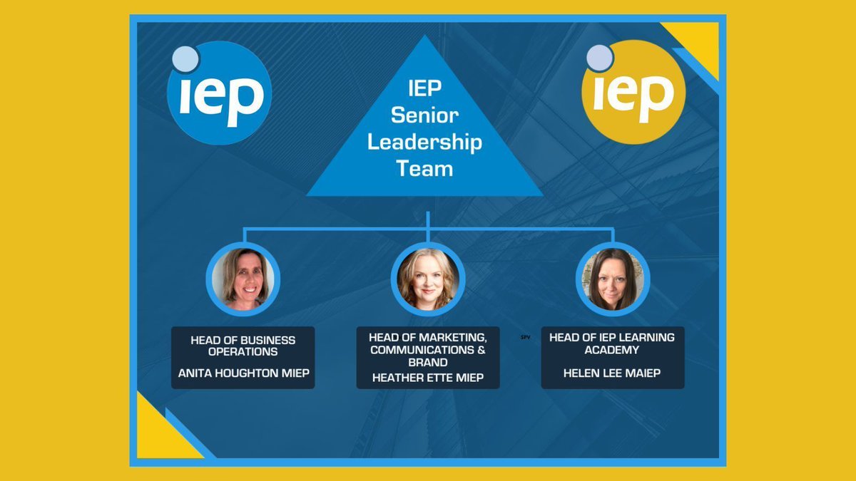 👏🏼 If you haven't already heard, the #IEP is proud to announce a significant milestone in our journey by establishing a robust Senior Leadership Team comprising Helen Lee MAIEP, Anita Houghton MIEP and Heather Ette MIEP. myiep.uk/blogpost/12462… @IEPInfo @MrEmployability #IEPNews