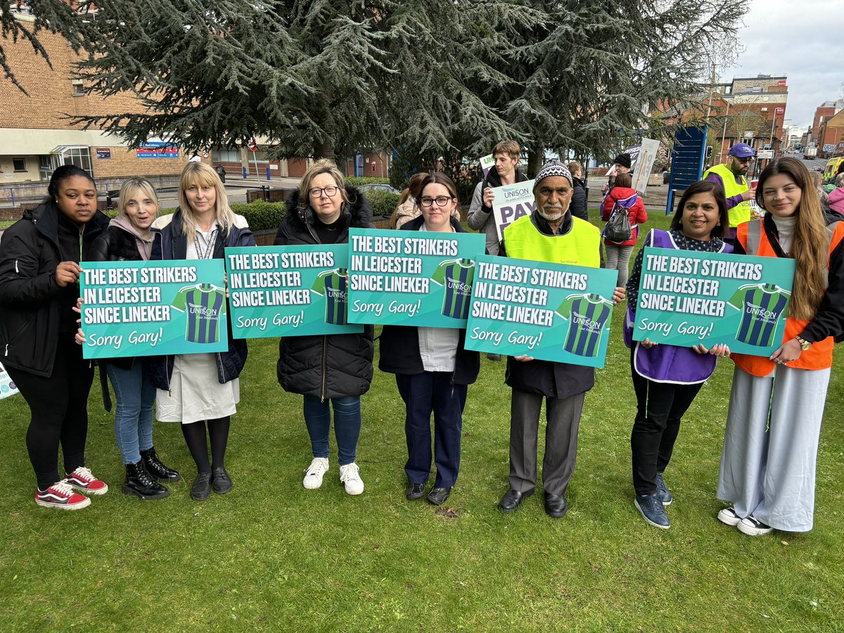 THE BEST STRIKERS IN LEICESTER SINCE LINEKER! ⚽️ Healthcare assistants across the city are on strike for the fair pay they’re owed. Go on, @GaryLineker, give our Leicester Royal Infirmary strikers a retweet!