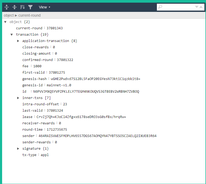 hashingslash's tweet photo. Hello fellow Algorando's and #Algofam alike. I would like to try and demonstrate #Algorand's inner transactions in a lil' thread. First lets start with a transaction. I chose https://t.co/h6Tc9cGgox. A single txn. LETS BEGIN.

1/x https://t.co/tuQ0nSFvqu