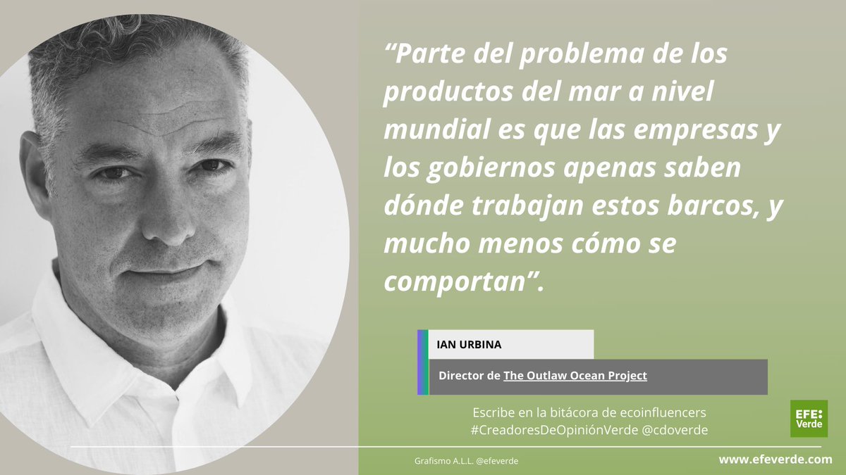 En #CreadoresDeOpiniónVerde @cdoverde de @efeverde la firma invitada es el ganador de un Pulitzer y un Emy (entre otras distinciones) Ian Urbina @ian_urbina:  Algo empieza a oler muy mal en el suministro mundial de marisco.
efeverde.com/algo-empieza-a…
#oceanos #pescasostenible