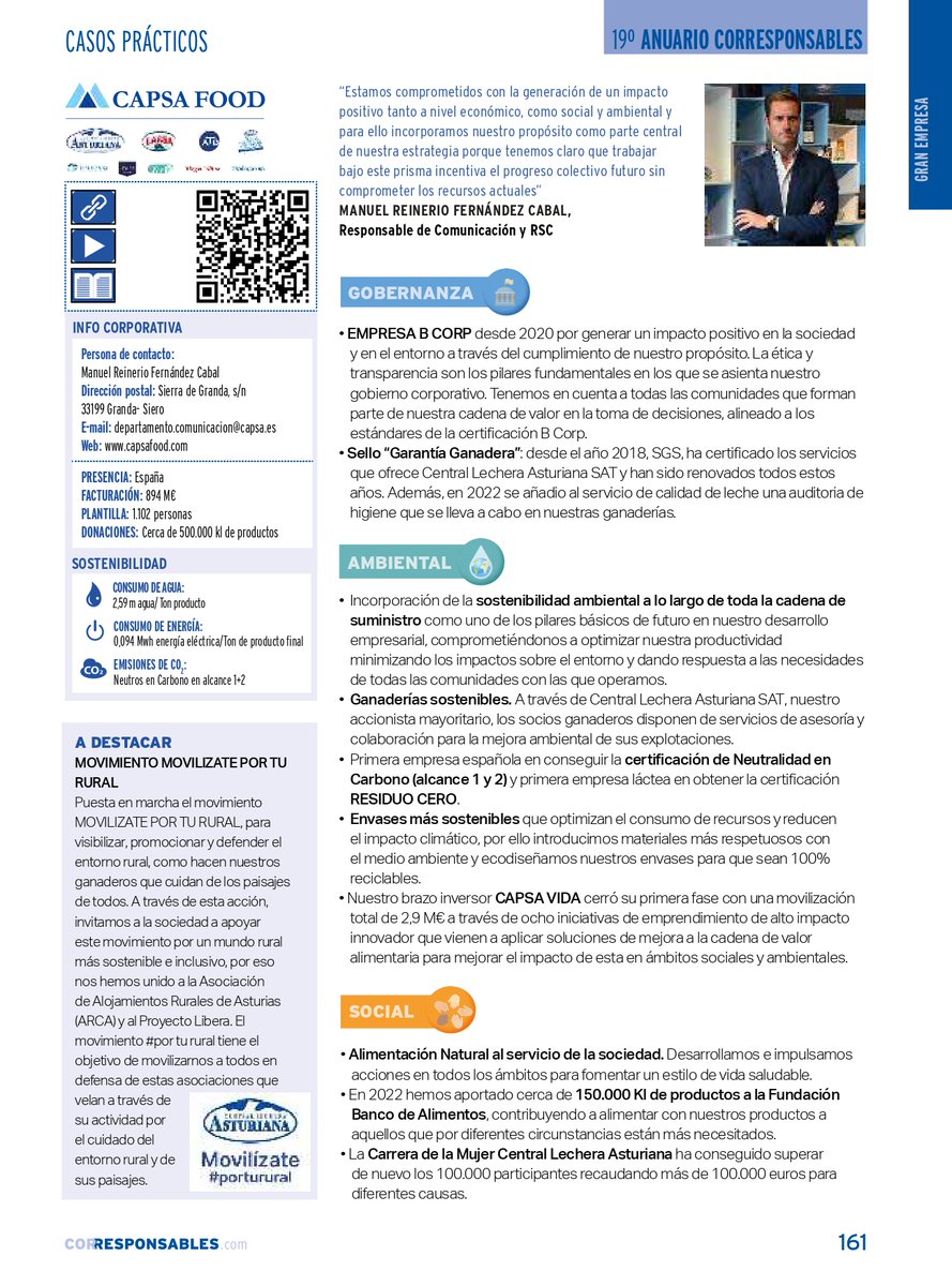 Corresponsables's tweet photo. 🌿 Iniciamos un análisis detallado de las prácticas sostenibles y responsables de #CapsaFood, explorando cómo su compromiso con el medio ambiente, la sociedad y la gobernanza moldea un futuro más verde y justo 👉 https://t.co/o0sDMjThhH 👇 https://t.co/BjISfh1F0M