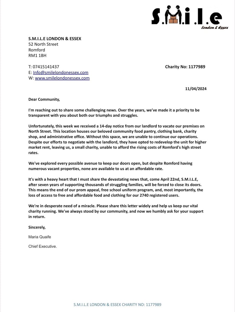 OldishN's tweet photo. Can anyone help this incredible Romford-based charity? #Romford @HaveringDaily @LBofHavering @themercurymall @LibertyRomford @BreweryRomford @RomfordMarket @romshoppinghall https://t.co/s2h8A5P2u8
