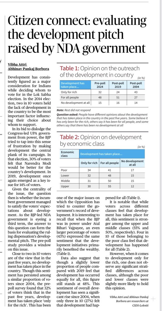 I write in @the_hindu on the extent to which people’s expectations for development have been fulfilled in the last five years.