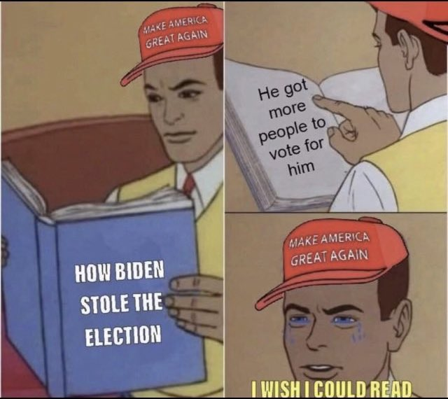 Good morning and Happy Thursday to everyone who is absolutely exhausted from explaining to trump supporters that there was no widespread fraud in the 2020 election, Joe Biden just had way more votes and their guy was a VERY shitty candidate. And he's A LOT shittier now.