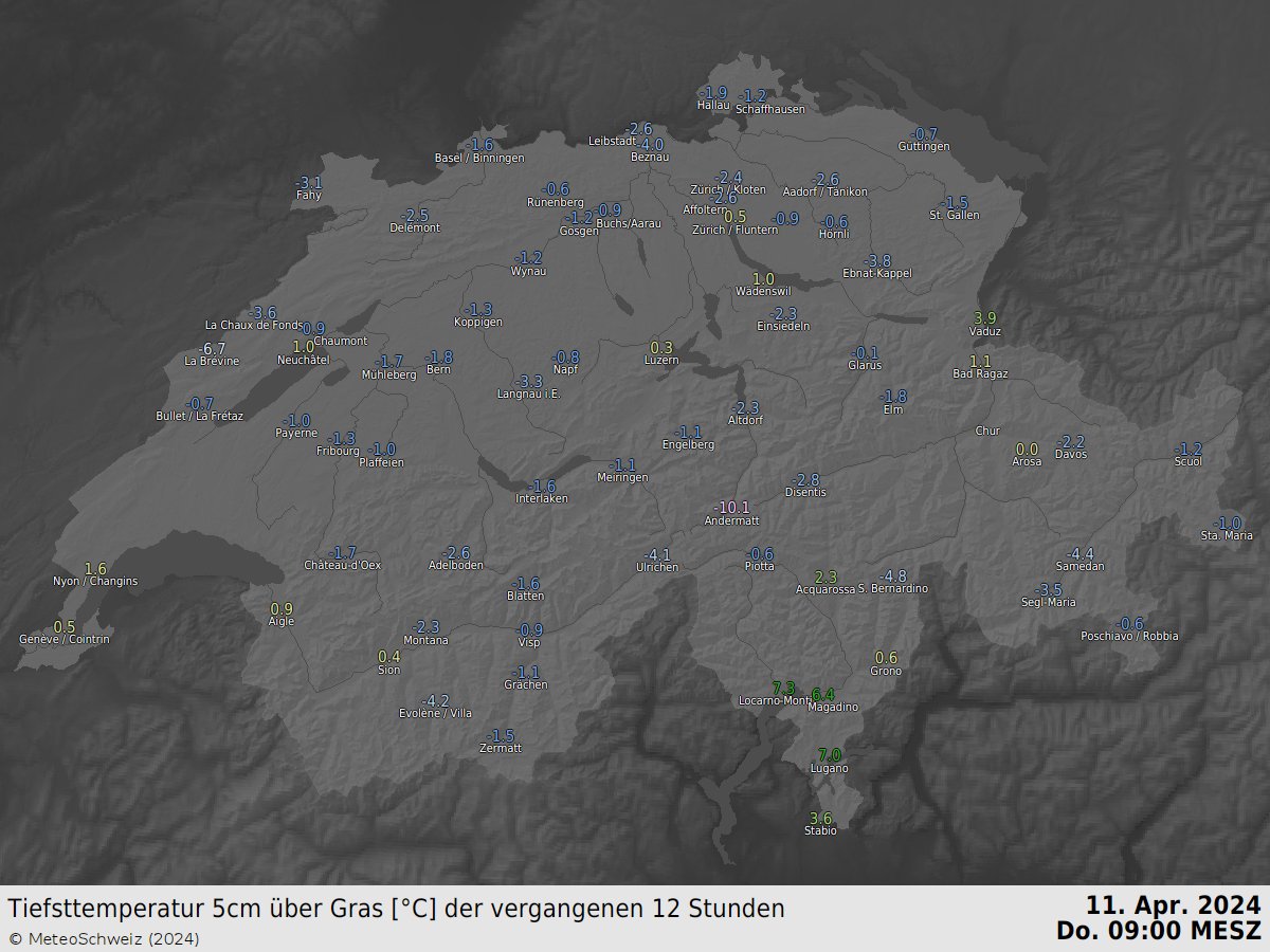 Nach einer sternklaren Nacht - in Alpen war sogar die #Milchstrasse sichtbar - wurde vielerorts #Bodenfrost verzeichnet.