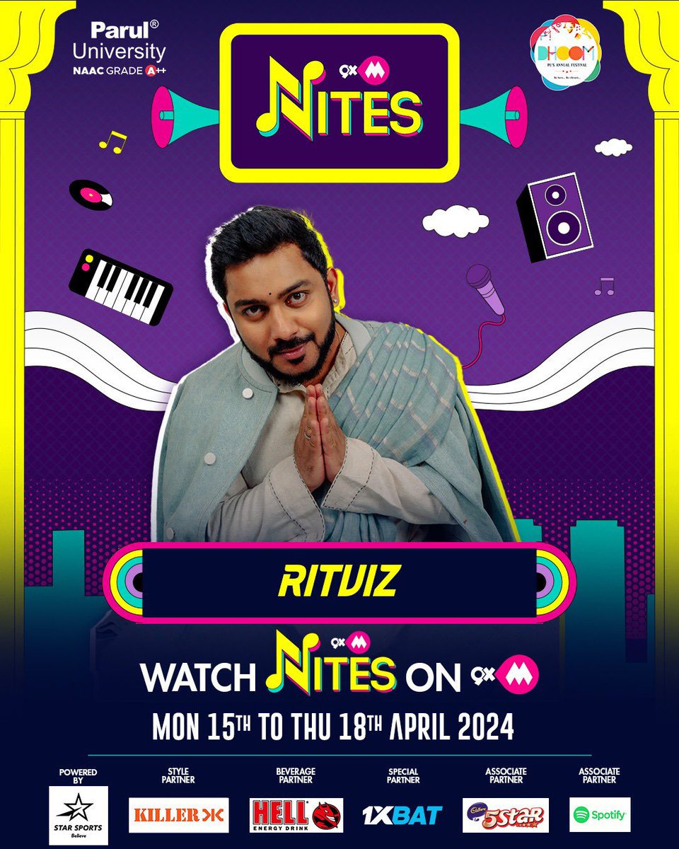 Missed Ritviz's electrifying performance at 9XM Nites? Worry not! Tune in to #9XM from 15th to 18th April for an unforgettable musical experience📺🎶 9xm Nites on @9xmHaqSe | 15th April - 18th April 🎶 #9xmnites #ritviz #liveconcert #music #paruluniversity #trending #event…